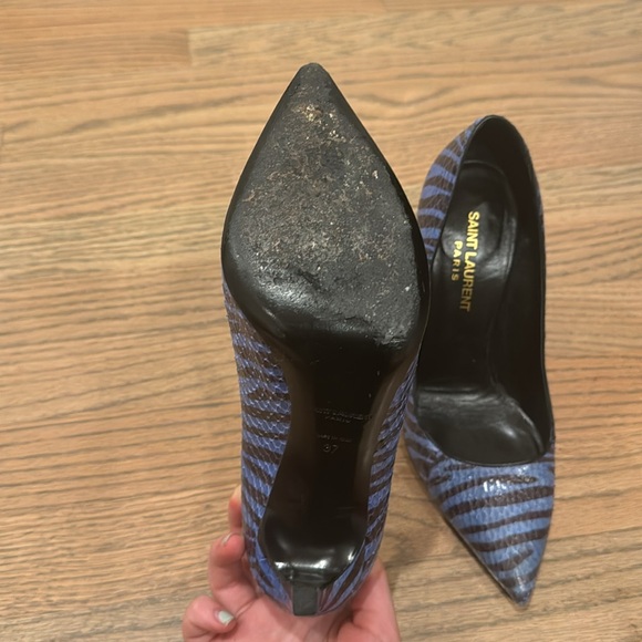 Saint Laurent blue zebra heels size 37 EU/ 6.5w US - Picture 6 of 6
